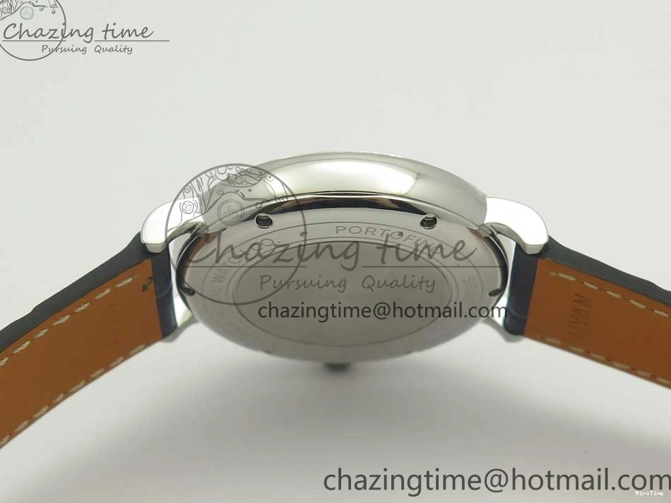 MIROTIME 0210 Fashionable Portofino IW458101 Diamond Bezel SS MK 1:1 Best Edition Blue Dial On Blue Leather Strap MIYOTA 7169